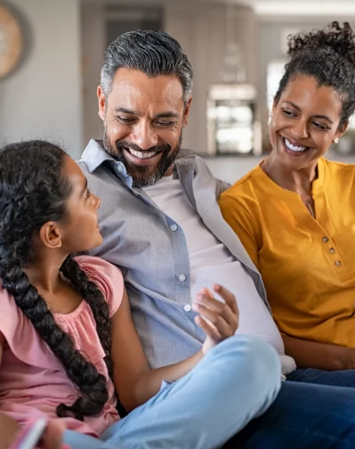 Family talking with each other
